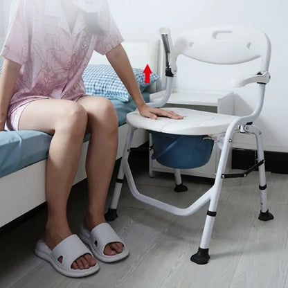 Foldable Bedside Commode, Upgraded Safety Commode Toilet for Elderly Disabled, Potty Chairs for Adult with Height Adjustable