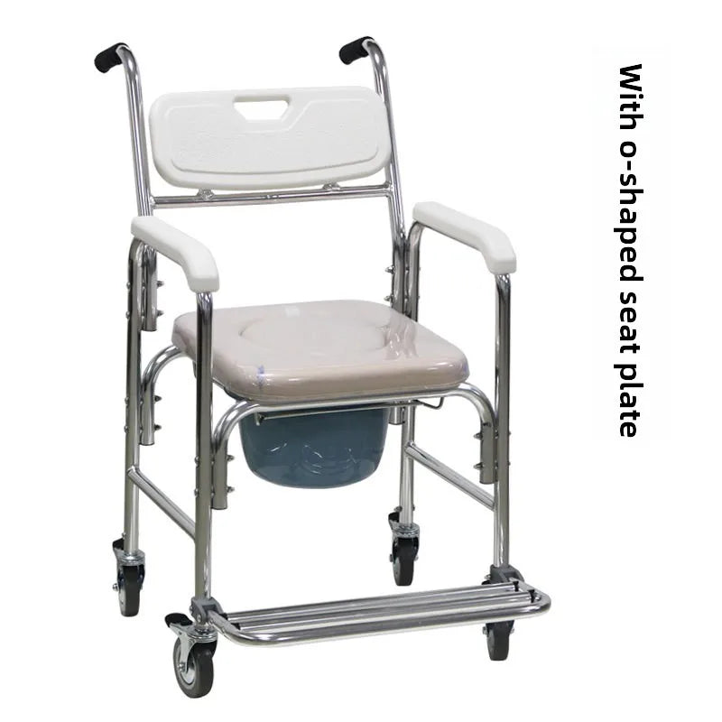 ‌Lightweight Aluminum Alloy Shower Commode 300lbs Capacity Toilet Stool Foldable Wheelchair Seat Waterproof Durable Design‌