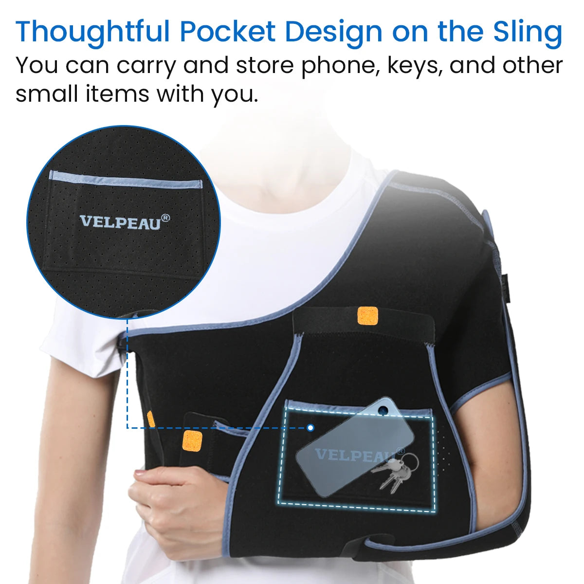VELPEAU Arm Sling for Elbow Injury, Forearm Fracture, Broken Shoulder, Breathable and Soft Shoulder Immobilizer Fits Both Arms