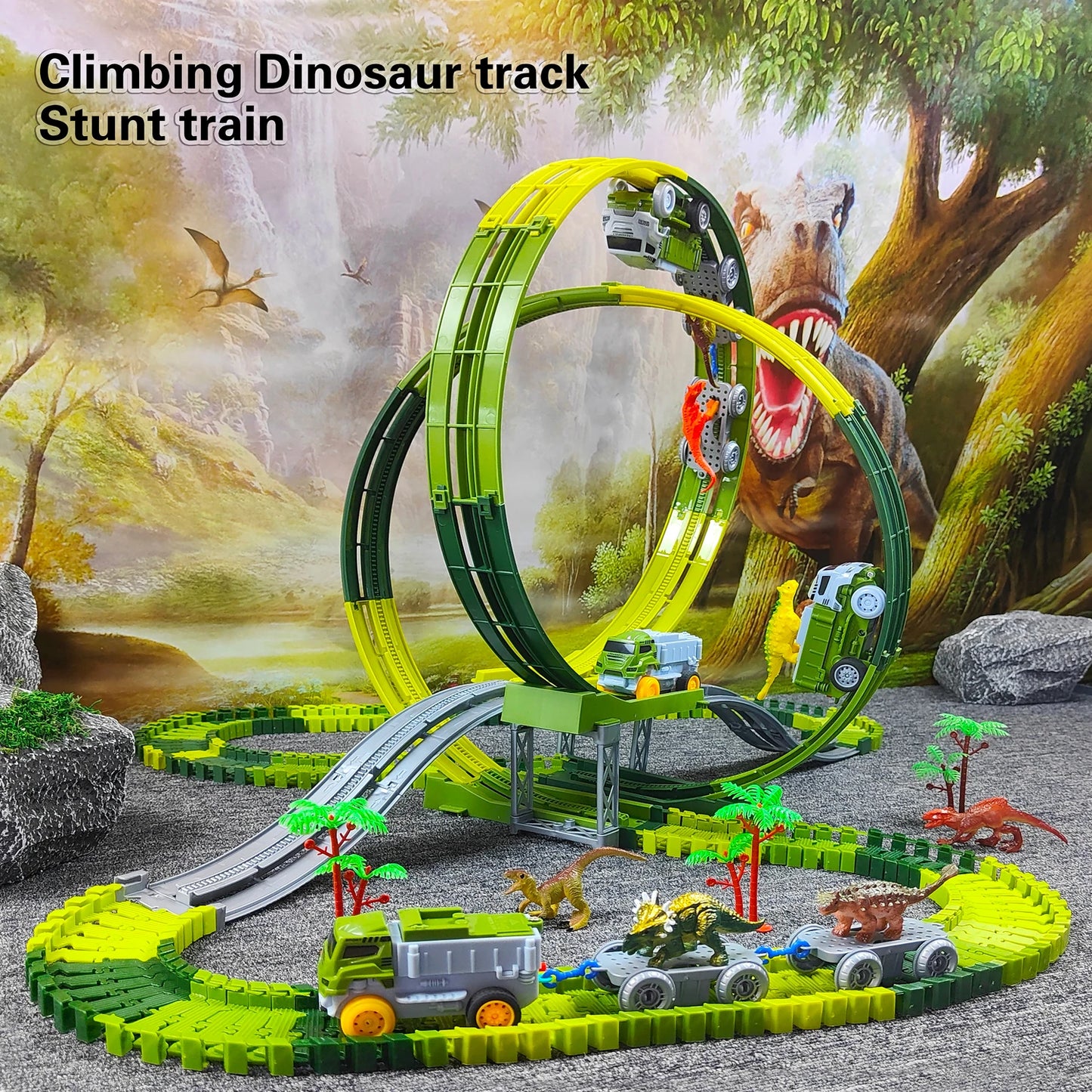 Children Electric Track Toy Car Dinosaur Car Kids Educational Toys Track Car Train Toys for Children Birthday Gift