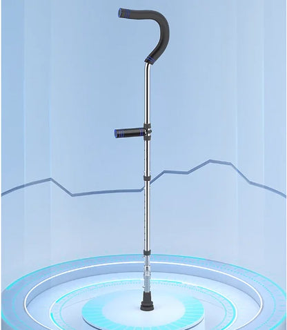 F Type Foldable Crutches for Adults with Ergonomic Handles | Spring Assist Technology Disabled Rehabilitation Axillary Crutch