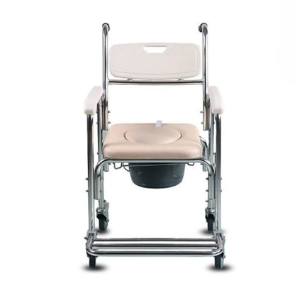 ‌Lightweight Aluminum Alloy Shower Commode 300lbs Capacity Toilet Stool Foldable Wheelchair Seat Waterproof Durable Design‌