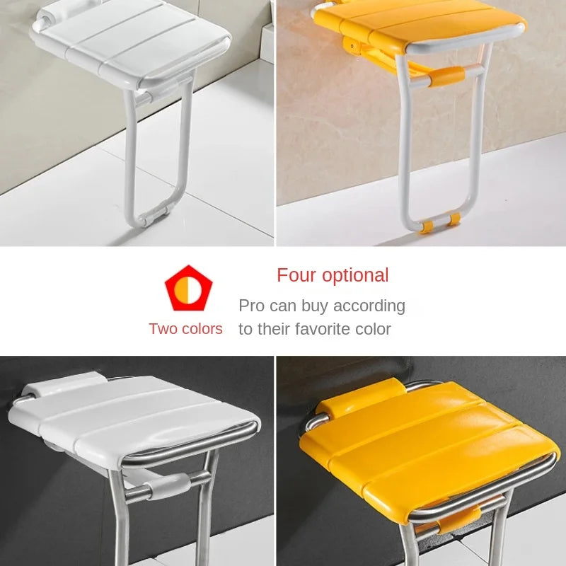 Wall-Mounted Shower Seat Foldable Chair for Elderly Toilet Bath Stool Bathroom Bench for Seniors