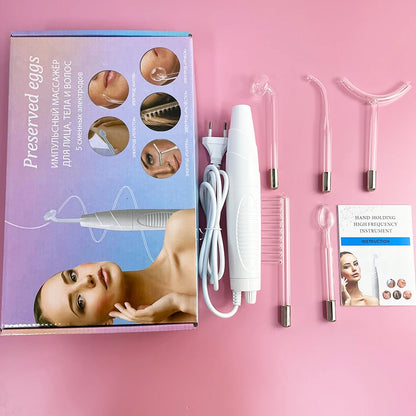 Professional Beauty Home Use Equipment 5 in 1 Darsonval Kit Handheld High Frequency Facial Skin Therapy Wand