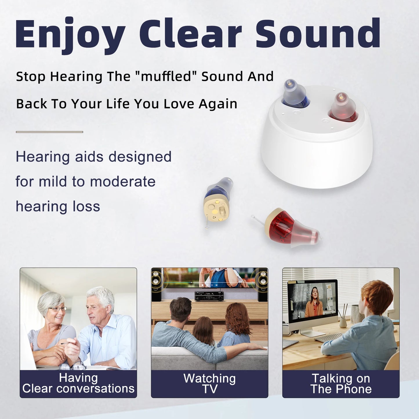 ITE Elderly Hearing Aid Rechargeable ITE Deaf The Listening Device Invisible Sound Amplifier Hearing Aids Headphones