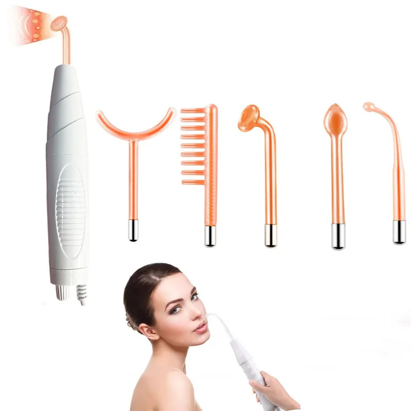 Professional Beauty Home Use Equipment 5 in 1 Darsonval Kit Handheld High Frequency Facial Skin Therapy Wand