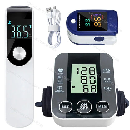 Digital Arm Blood Pressure Meter Cuff Medical Automatic Pressure Tonometer Tensiometer Heart Rate Pulse Meter BP Monitor Healthy