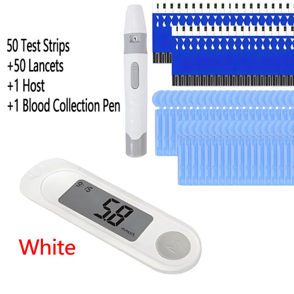 Blood Glucose Meter Diabetes Testing Kit Diabetes Lancet Machine Glucometer with 50pcs Test Strips+50 Lancets Blood Sugar Meter