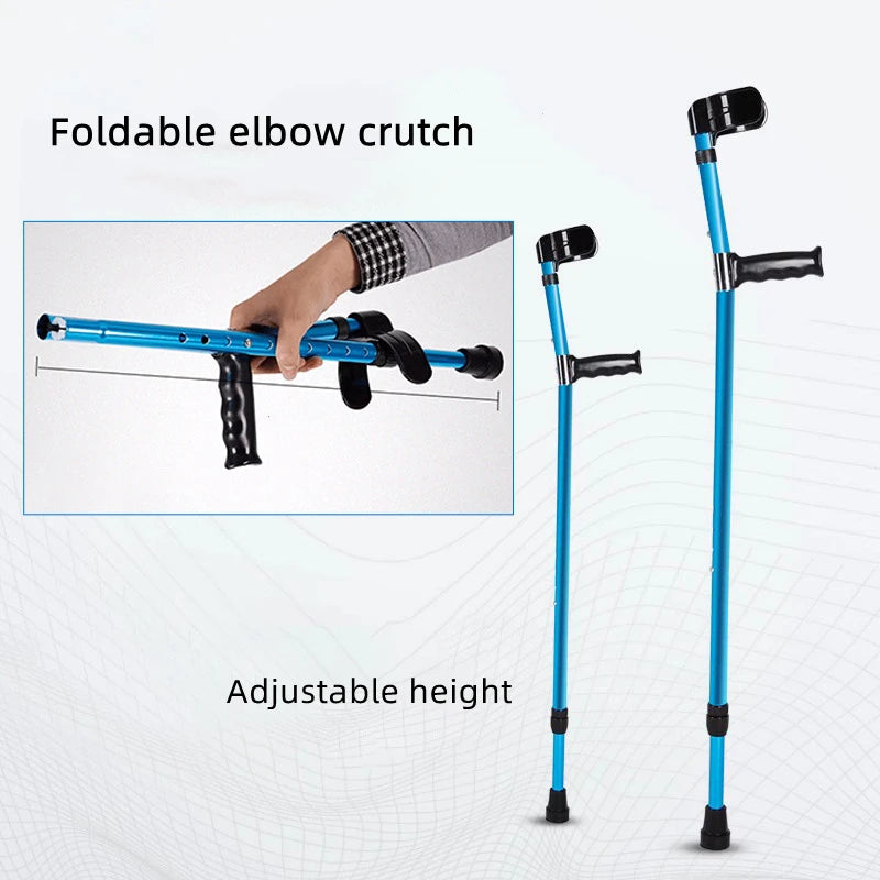 Aluminum Alloy Detachable Foldable Elbow Crutches Elderly Disabled Walking Stick Mobility Aid Adjustable Lightweight Crutches