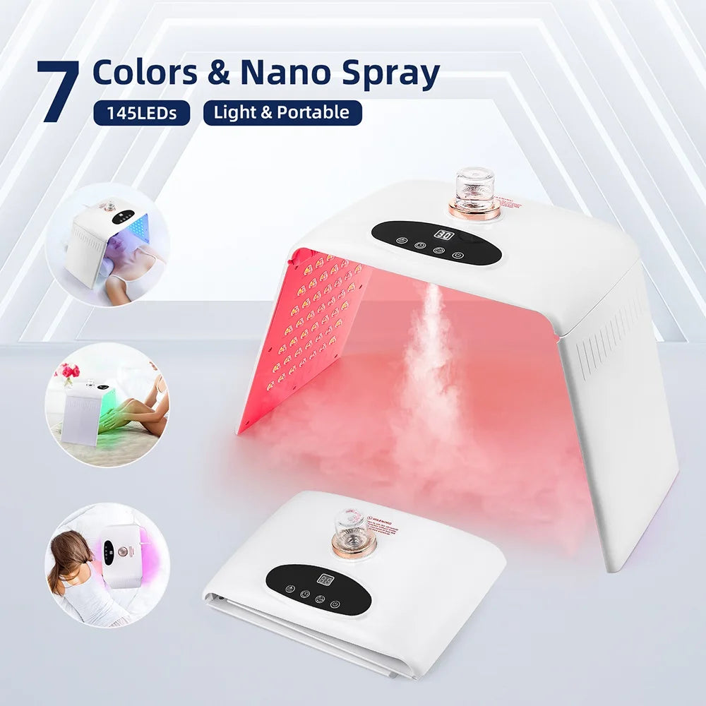 7 Colors LED Photon Machine With Nano Spray Skin Moisturizing Face Humidifier Nano Spray LED Facial Body SPA Skin Care Lamp