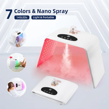 7 Colors LED Photon Machine With Nano Spray Skin Moisturizing Face Humidifier Nano Spray LED Facial Body SPA Skin Care Lamp