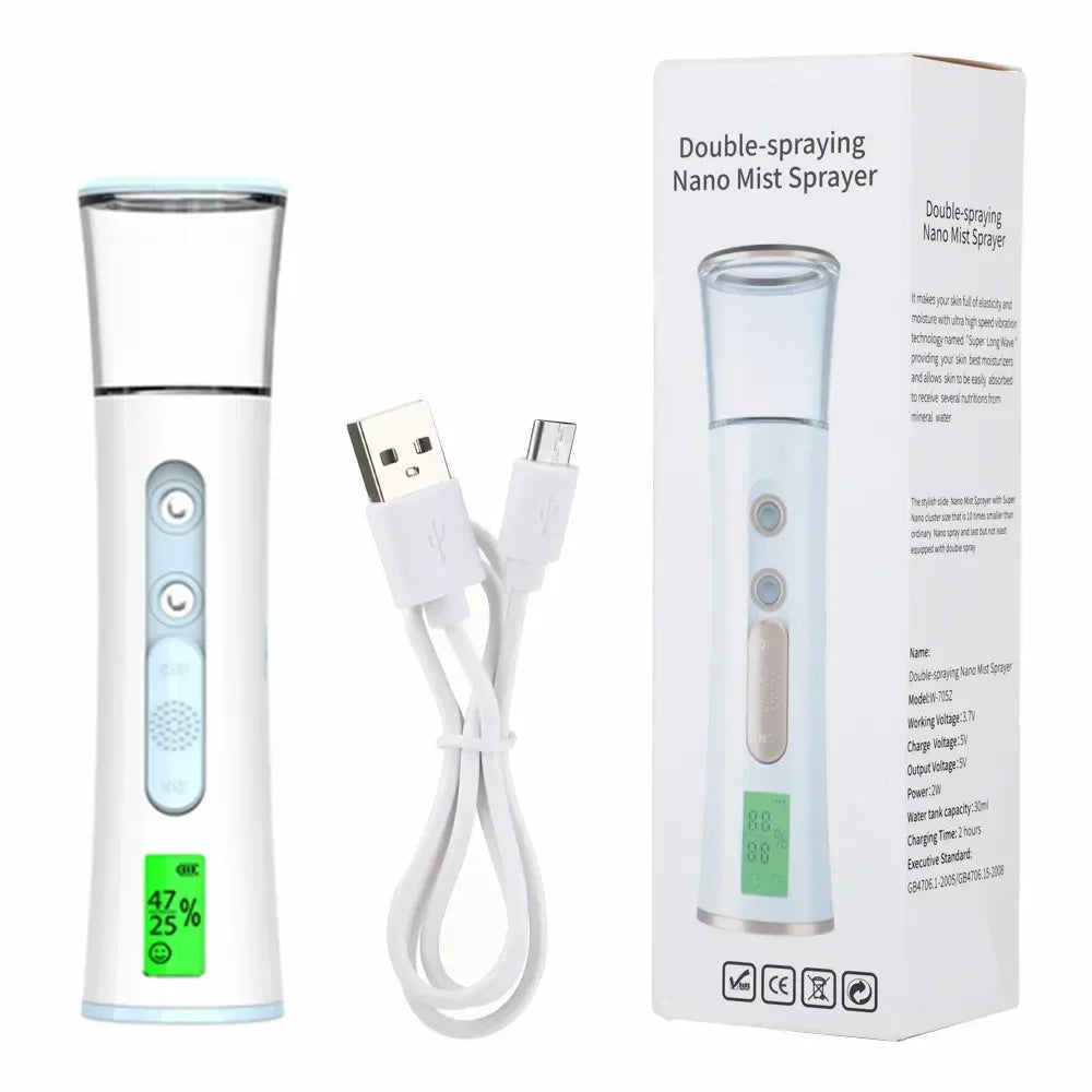 Nano Facial Steamer Cleaning Pores Water SPA Moisturizing Hydrating Face Sprayer USB Portable Hydrating Nanometer Mist Nebulizer