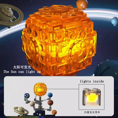 Electric solar system Model building blocks Space Exploration Learning equipment Assembling toy rotatable gift for child student