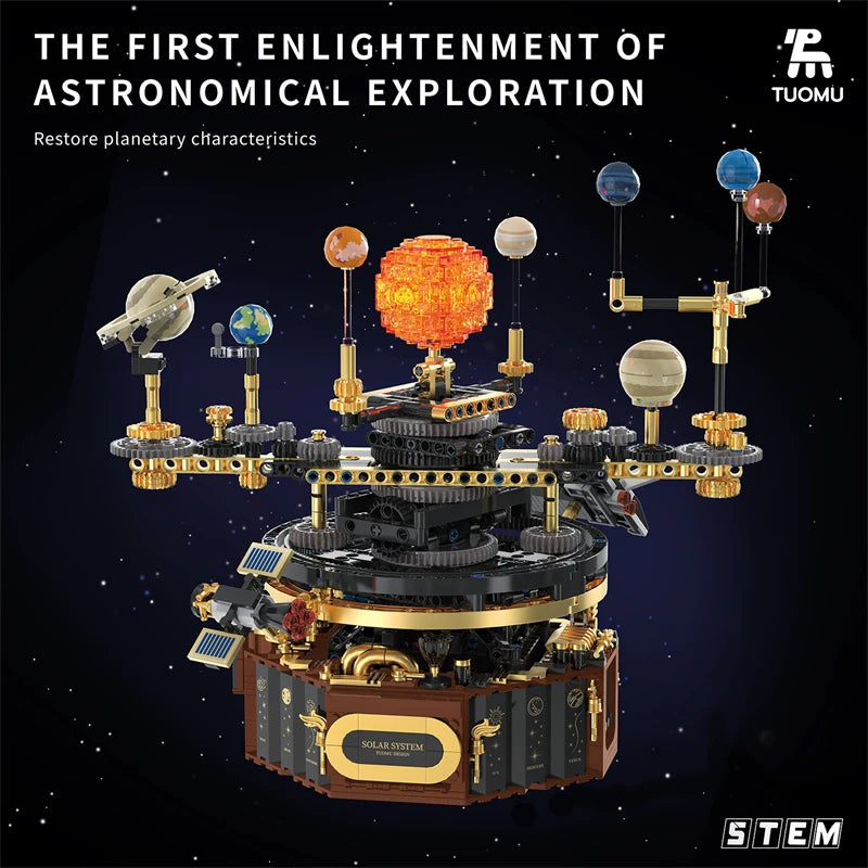 Electric solar system Model building blocks Space Exploration Learning equipment Assembling toy rotatable gift for child student