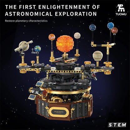 Electric solar system Model building blocks Space Exploration Learning equipment Assembling toy rotatable gift for child student