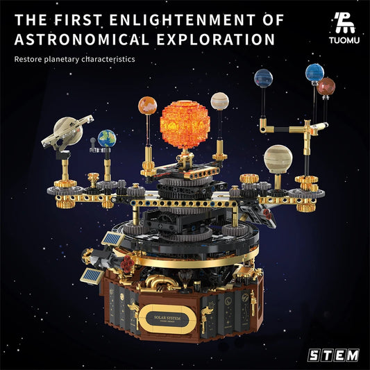 Electric solar system Model building blocks Space Exploration Learning equipment Assembling toy rotatable gift for child student