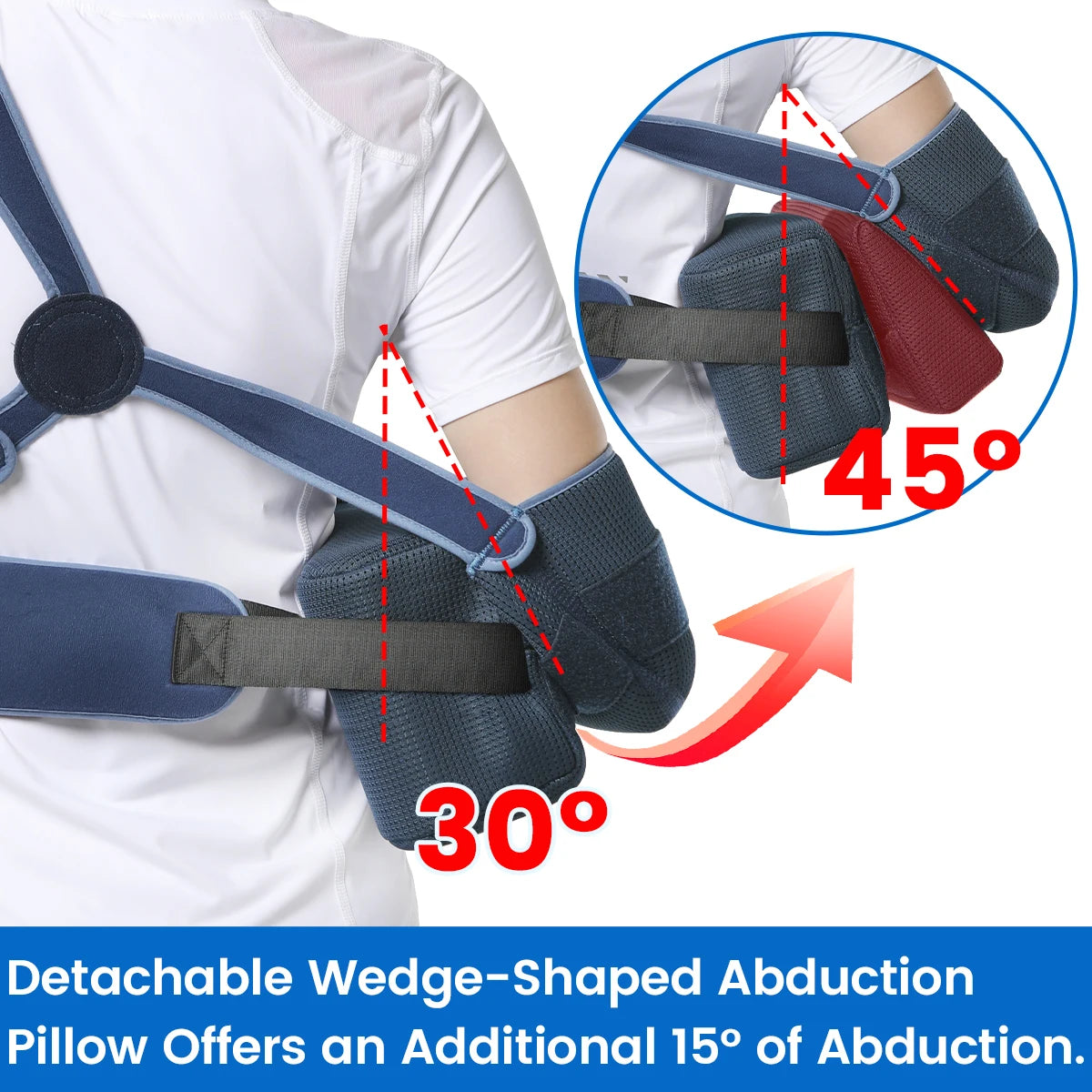 VELPEAU Shoulder Abduction Sling with Removable Pillow for Arm Injury, Dislocation, Fracture, Shoulder Immobilizer for Sleeping