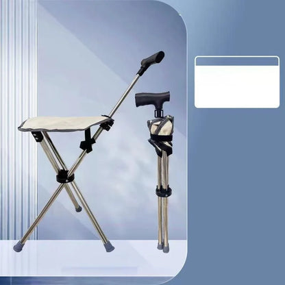 Multifunctional Triangular Stool, Climbing Stick, Foldable, Ultra-light, Stainless Steel, Retractable Cane, Trekking Supplies