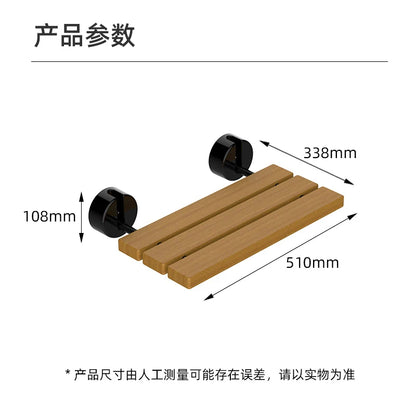 Teak Wood Foldable Shower Seat Bench Stainless Steel Frame Clear Coated Protection Medical Wall Mounted Chairs 400 Lb Capacity