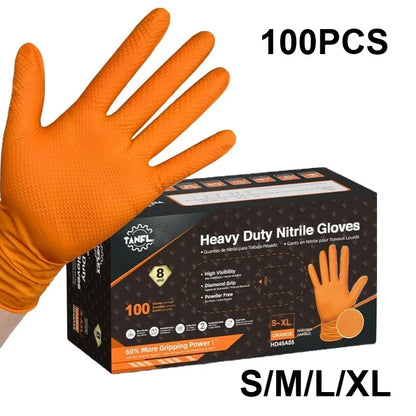 2-100PCS Heavy Duty Disposable Nitrile Gloves 8Mil Extra Thick Mechanic Glove with Textured Grip Antislip Safety Work Gloves