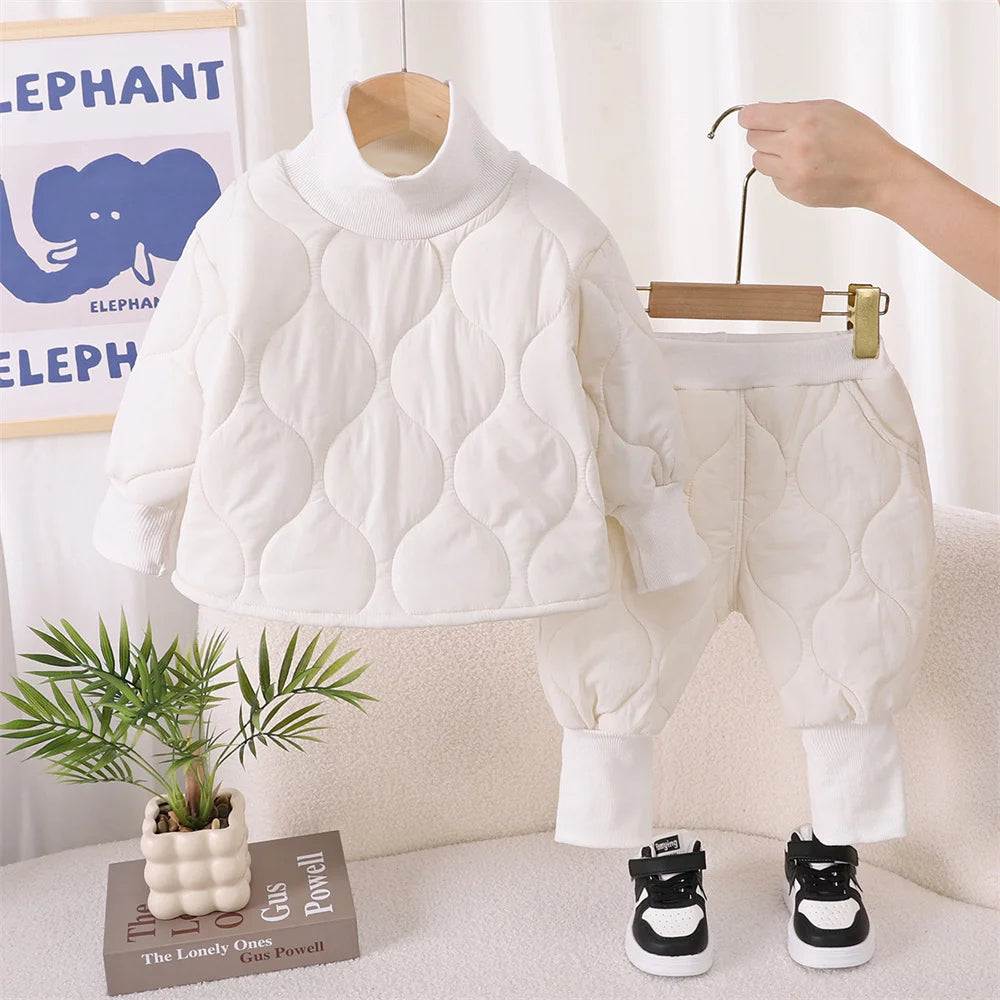 Autumn Winter Baby Boy Clothes Long Sleeve Warm Kids Clothes Set Children Cotton Jacket+ Pants 2pcs Suit Toddler Outfits