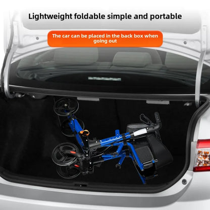 Elderly Rehabilitation Walking Assist Rollator Walker Aluminum Alloy Folding Pulley Mobility Aid Scooter Four-wheel Shopping Car