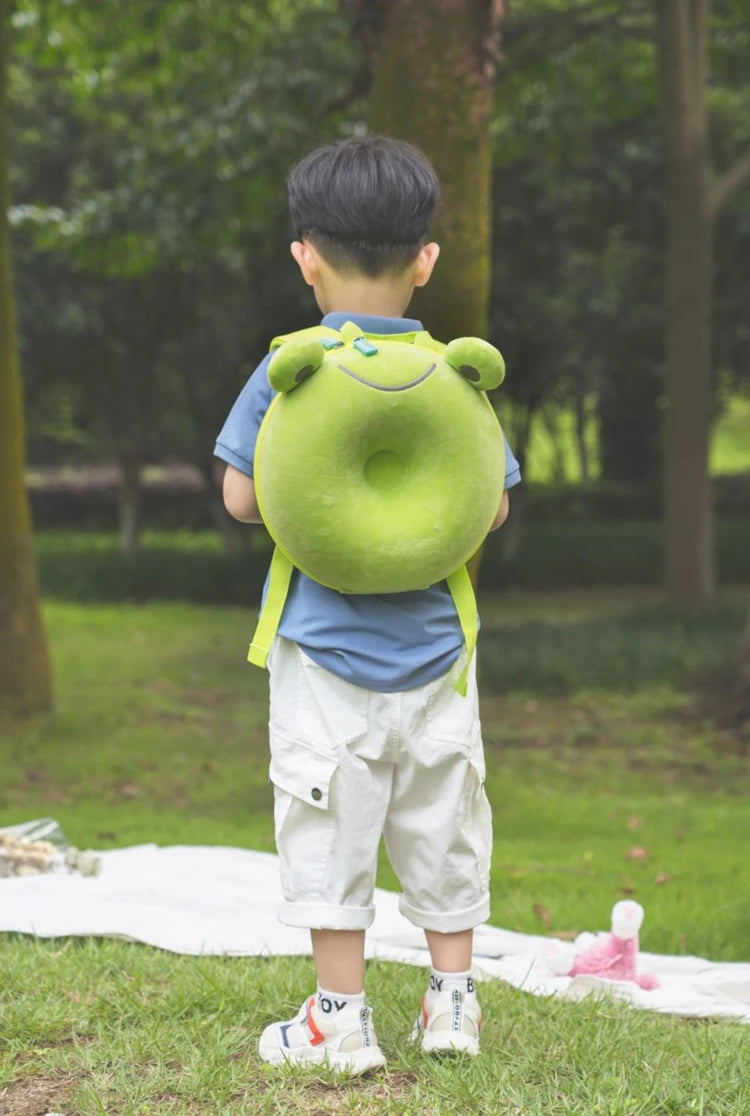 Children's Boys Girls Backpack Animal Plush Frog Cute Schoolbag Lightweight and Comfortable  Bag For Kindergarten Mother Kids