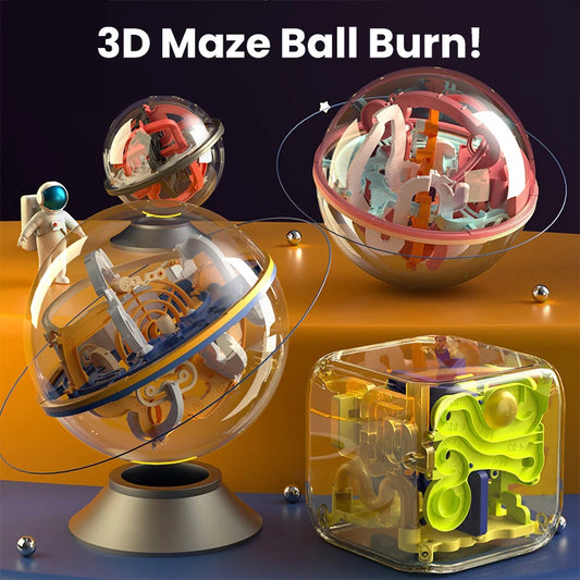 3D Stereo Fan Palace Toys Kids Challenge Obstacle Game Maze 3D Maze Montessori Puzzle Balance Train Clearing Game