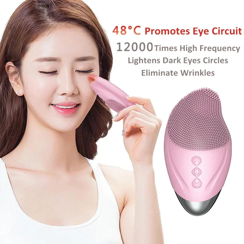 Rechargeable Silicone Facial Cleansing Brush Eye Massage Tool Face Cleaner Deep Cleaning Pore Skin Health Care Device Waterproof