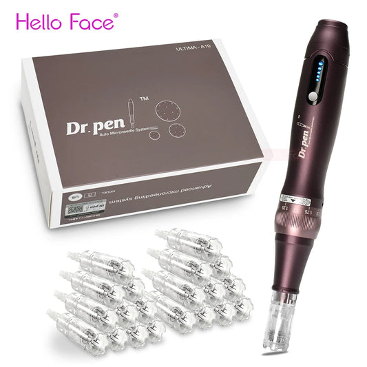Dr pen Ultima A10 With 12 pcs Cartridge Wireless Derma Pen Skin Care Kit Microneedle Treatments Professionals Use Beauty Machine