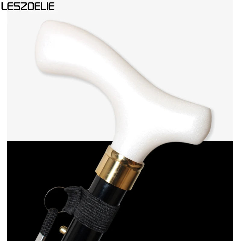 85cm to 95cm Two styles Adjustable Folding Walking Stick Men And Women White Resin Handle Black Aluminum Alloy Elegant Canes