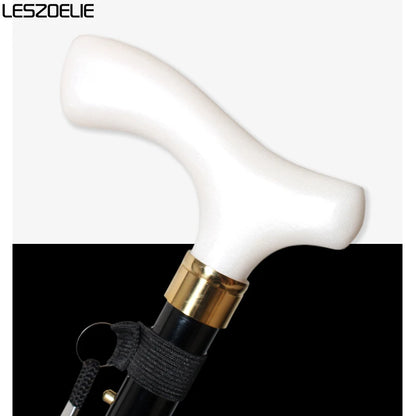 85cm to 95cm Two styles Adjustable Folding Walking Stick Men And Women White Resin Handle Black Aluminum Alloy Elegant Canes