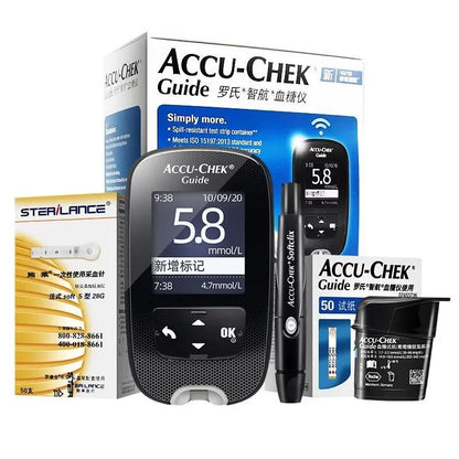 ACCU Chek Guide Blood Glucose Accu Chek Glucose Test Strips & Lancets Sets Blood Glucose meter Test Kit Free Blood Taking Needle