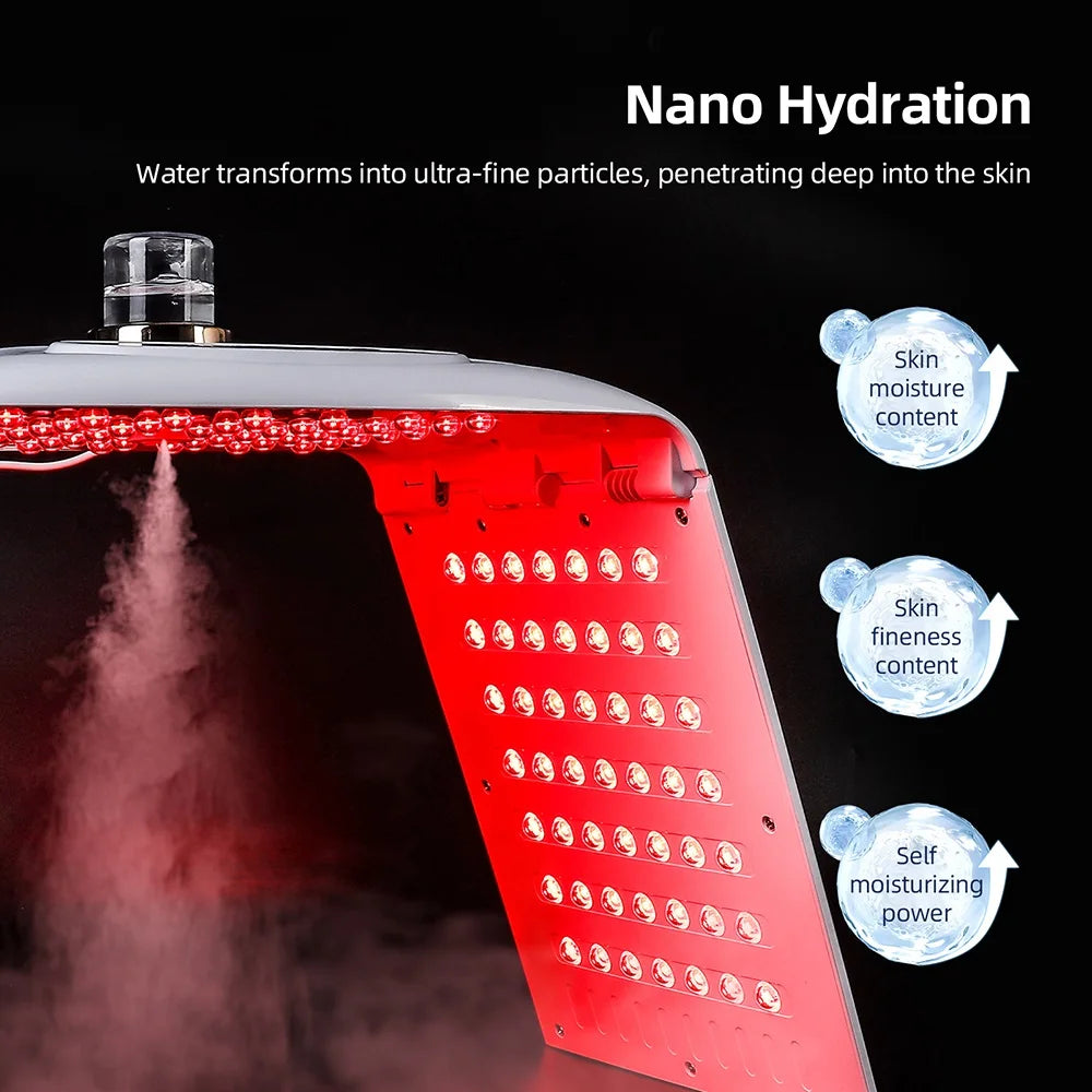 7 Colors LED Photon Machine With Nano Spray Skin Moisturizing Face Humidifier Nano Spray LED Facial Body SPA Skin Care Lamp