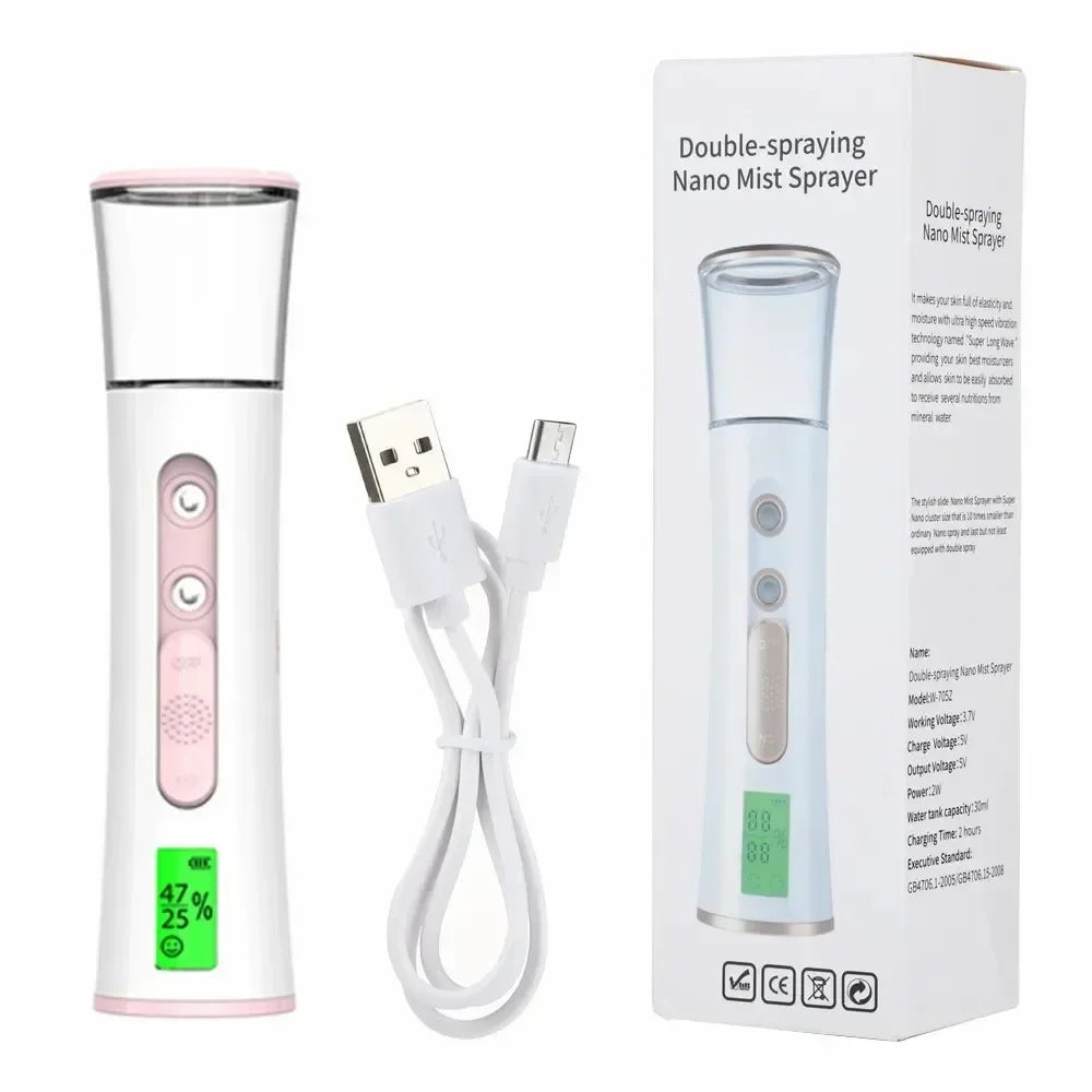 Nano Facial Steamer Cleaning Pores Water SPA Moisturizing Hydrating Face Sprayer USB Portable Hydrating Nanometer Mist Nebulizer
