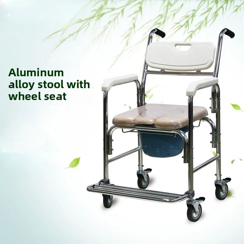 ‌Lightweight Aluminum Alloy Shower Commode 300lbs Capacity Toilet Stool Foldable Wheelchair Seat Waterproof Durable Design‌