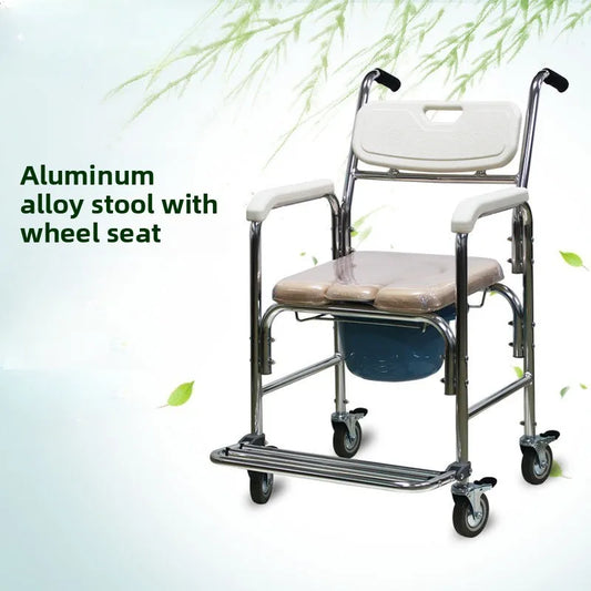 ‌Lightweight Aluminum Alloy Shower Commode 300lbs Capacity Toilet Stool Foldable Wheelchair Seat Waterproof Durable Design‌