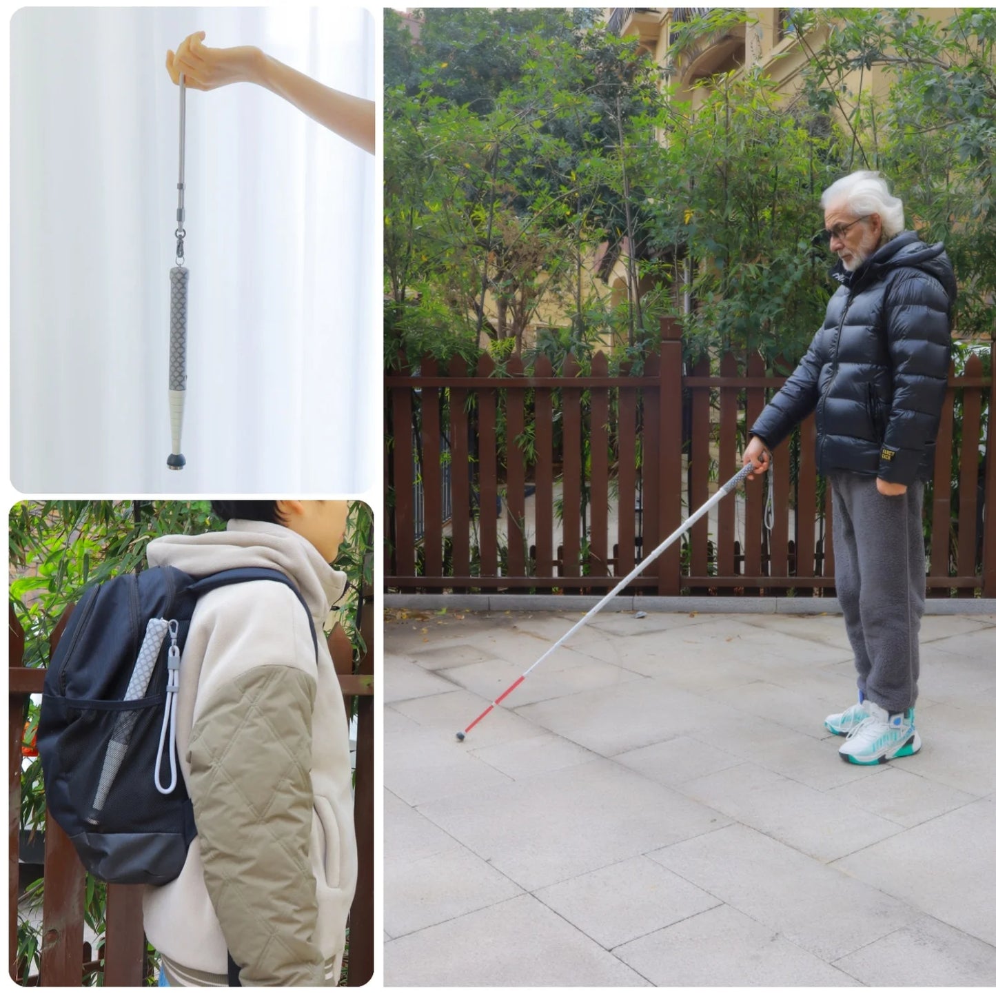 130cm Titanium Alloy Telescopic Blind Cane – White Cane for Visually Impaired, Rotating Tip with Extra Replacement & Hard Case