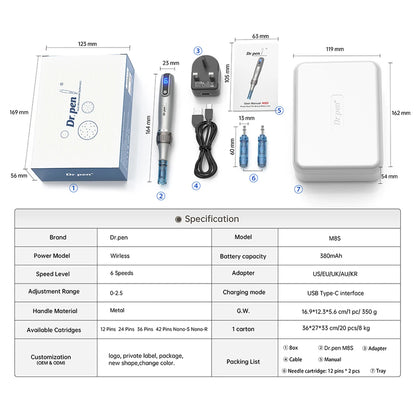 Genuine Dr.pen M8S Wireless Derma Pen Kit Professional Microneedling Pen Skin Care Beauty Machine With 20pcs Dr Pen Cartridges