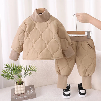 Autumn Winter Baby Boy Clothes Long Sleeve Warm Kids Clothes Set Children Cotton Jacket+ Pants 2pcs Suit Toddler Outfits