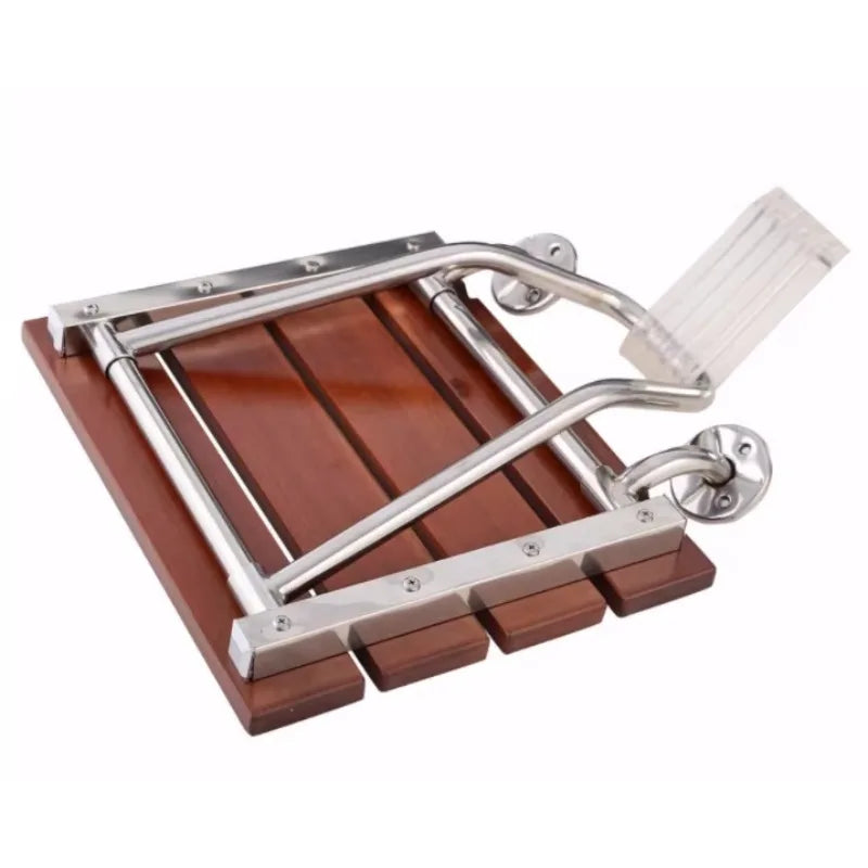 Wall Mounted Folding Wooden Teak Shower Bench Seat for Disabled Elderly Shower Chair