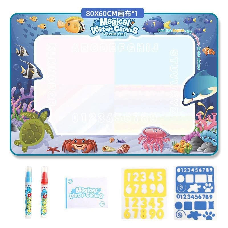 Magic Water Canvas with Pens Reusable Magic Water Drawing Mat for Children Montessori Educational Toys for Kids Christmas Gift