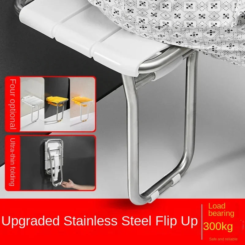 Wall-Mounted Shower Seat Foldable Chair for Elderly Toilet Bath Stool Bathroom Bench for Seniors