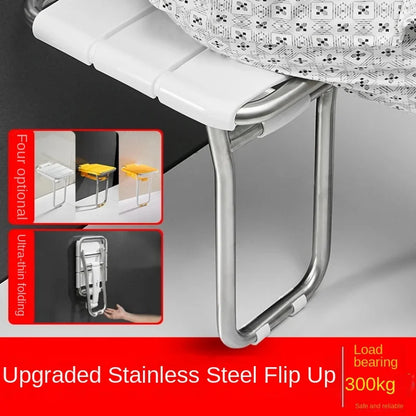 Wall-Mounted Shower Seat Foldable Chair for Elderly Toilet Bath Stool Bathroom Bench for Seniors