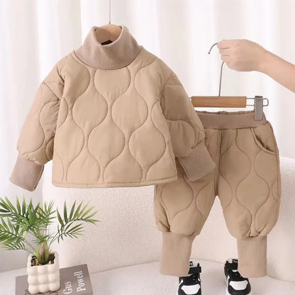 Autumn Winter Baby Boy Clothes Long Sleeve Warm Kids Clothes Set Children Cotton Jacket+ Pants 2pcs Suit Toddler Outfits