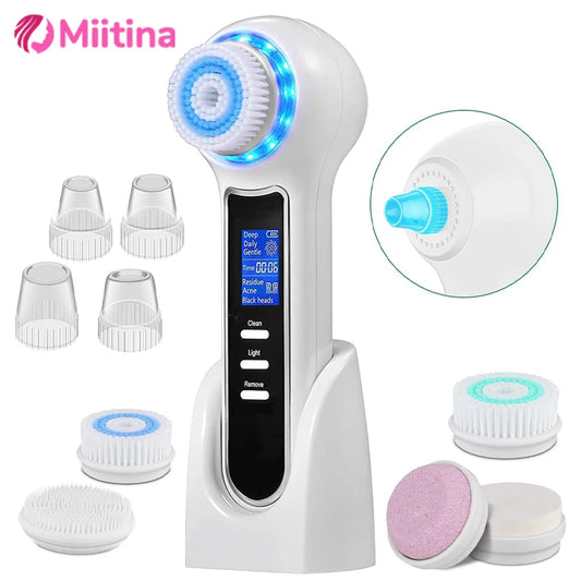 5 in 1 Electric Facial Cleansing Brush Blackhead Remover Pore Vacuum Cleaner Deep Cleaning Face Care Black Head Removal Machine