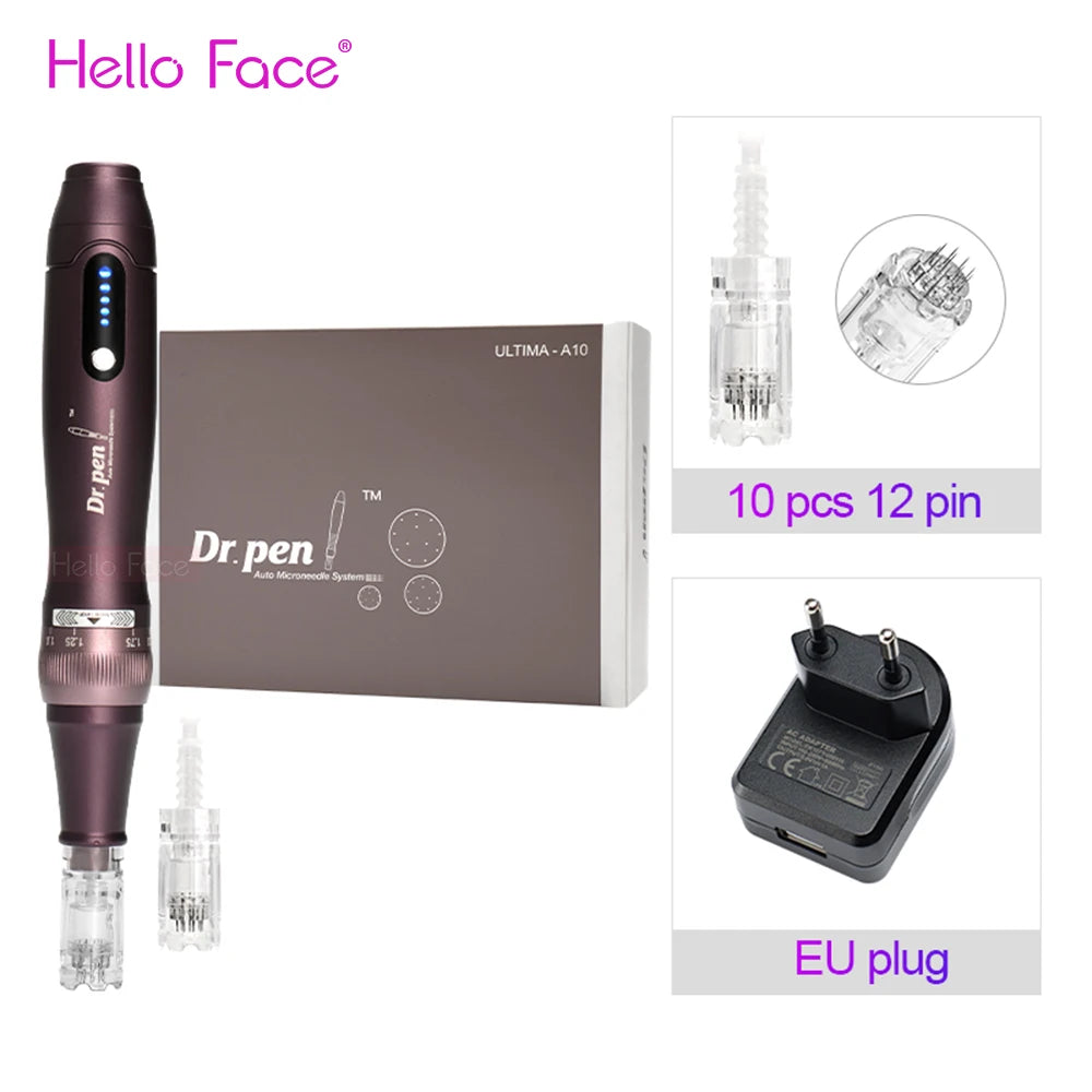 Dr pen Ultima A10 With 12 pcs Cartridge Wireless Derma Pen Skin Care Kit Microneedle Treatments Professionals Use Beauty Machine