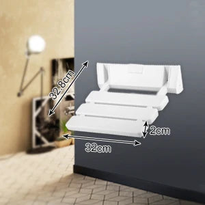 Wall Mounted Shower Seat ,Folding Shower Seat Wall Mounted, Fold Up Shower Chair Non-Slip White Bathroom Wall Stool