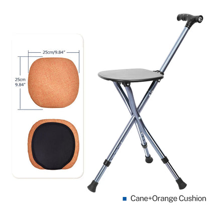 Lefeke Folding Canes with Seat Walking Stick Height Adjustment Cane Seat Foldable Anti-Slip Lightweight Walking Stick for Senior