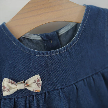 Autumn Baby Clothes Outfits Toddler Girls Clothes Casual Flower T-Shirt+ Denim Dress Suits for Girls Clothing 1st Birthday Sets